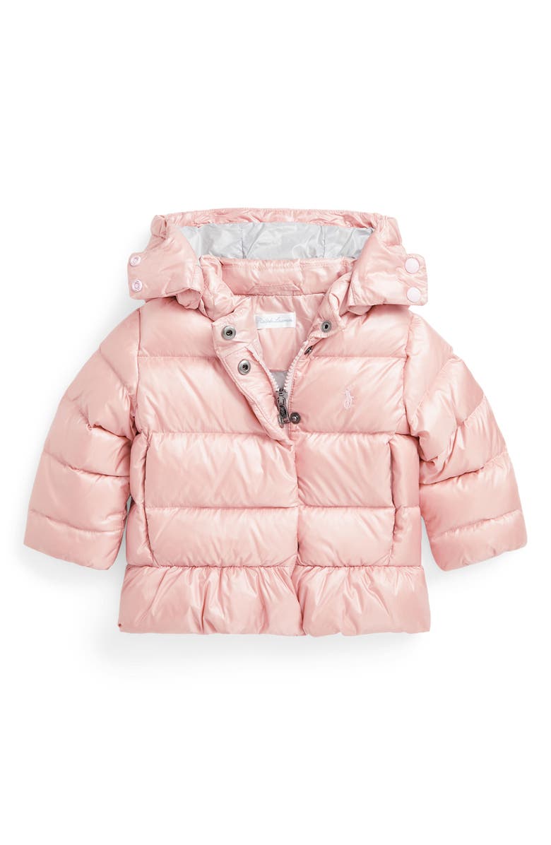 Ralph Lauren 650 Fill Power Down Jacket with Removable Hood, Main, color, Pink