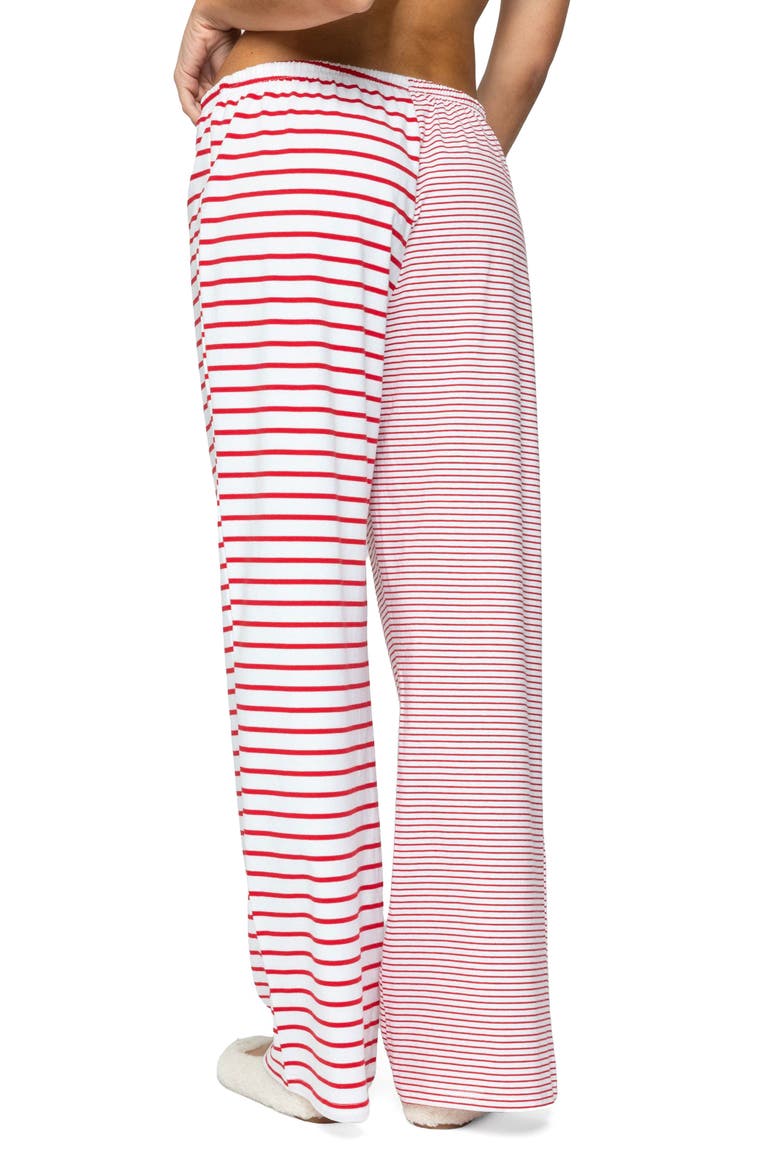 Laken Mixed Stripe Stretch Cotton Drawstring Pants, Alternate, color, RED MIX