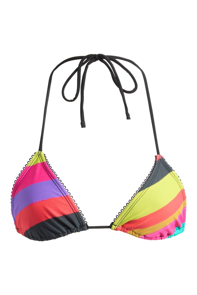 Freda Multi Stripe Triangle Bikini Top, Main, color, MULTI