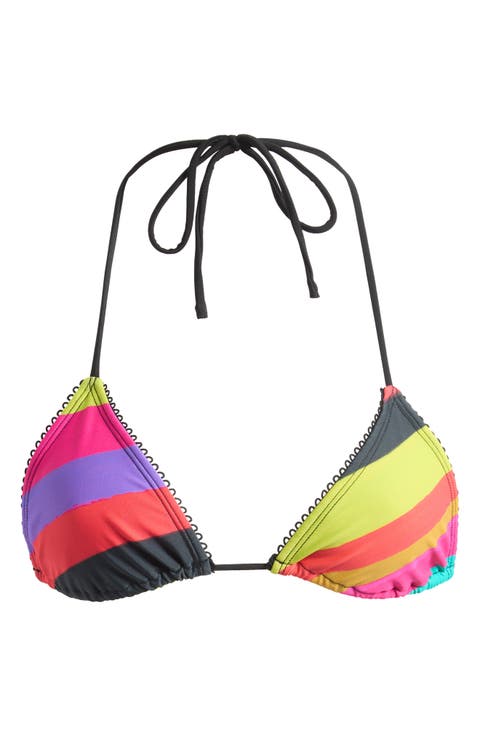 Freda Multi Stripe Triangle Bikini Top