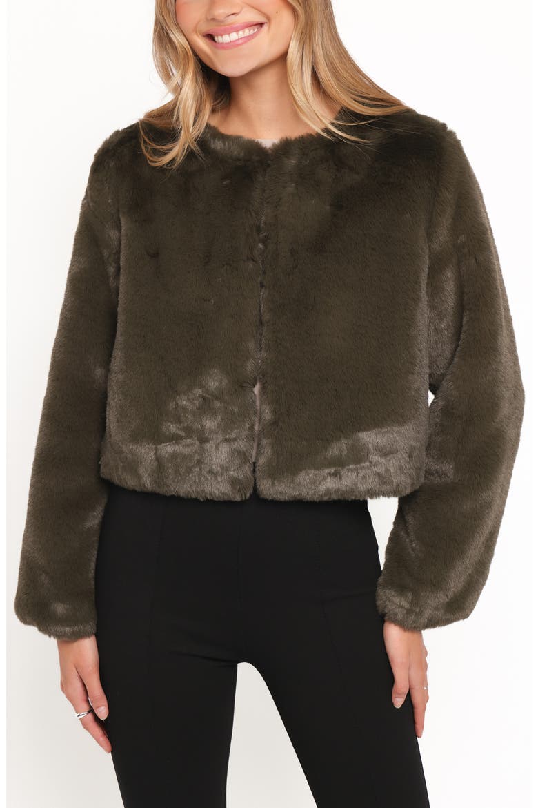 Minnie Faux Fur Jacket, Main, color, FOREST GREEN