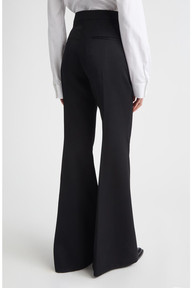 Pintucked Wool Grain de Poudre Flare Trousers, Alternate, color, BLACK