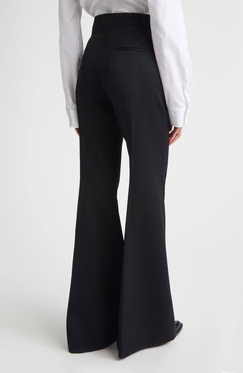 Jil Sander Pintucked Wool Grain de Poudre Flare Trousers, Alternate, color, Black