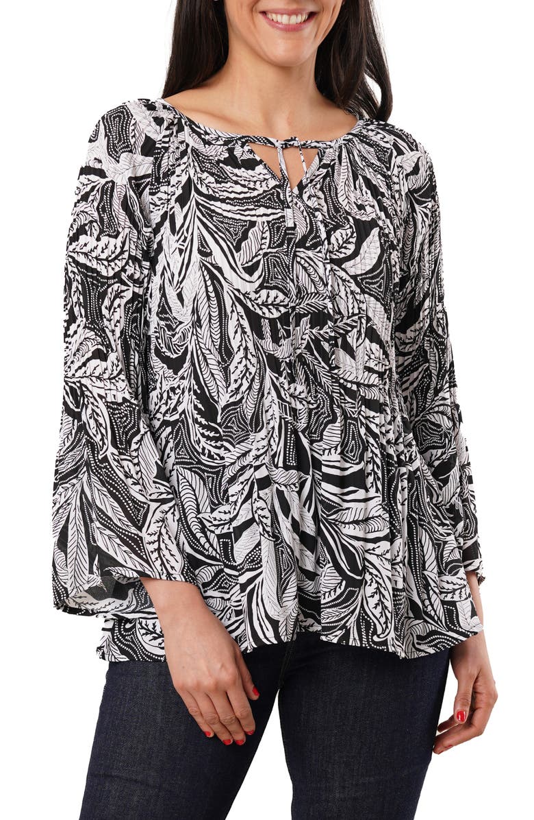 SUNNY LEIGH Pleated Tie Front Top, Main, color, Johanna White