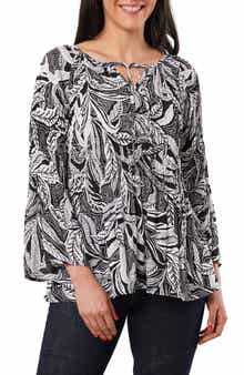 SUNNY LEIGH Pleated Tie Front Top