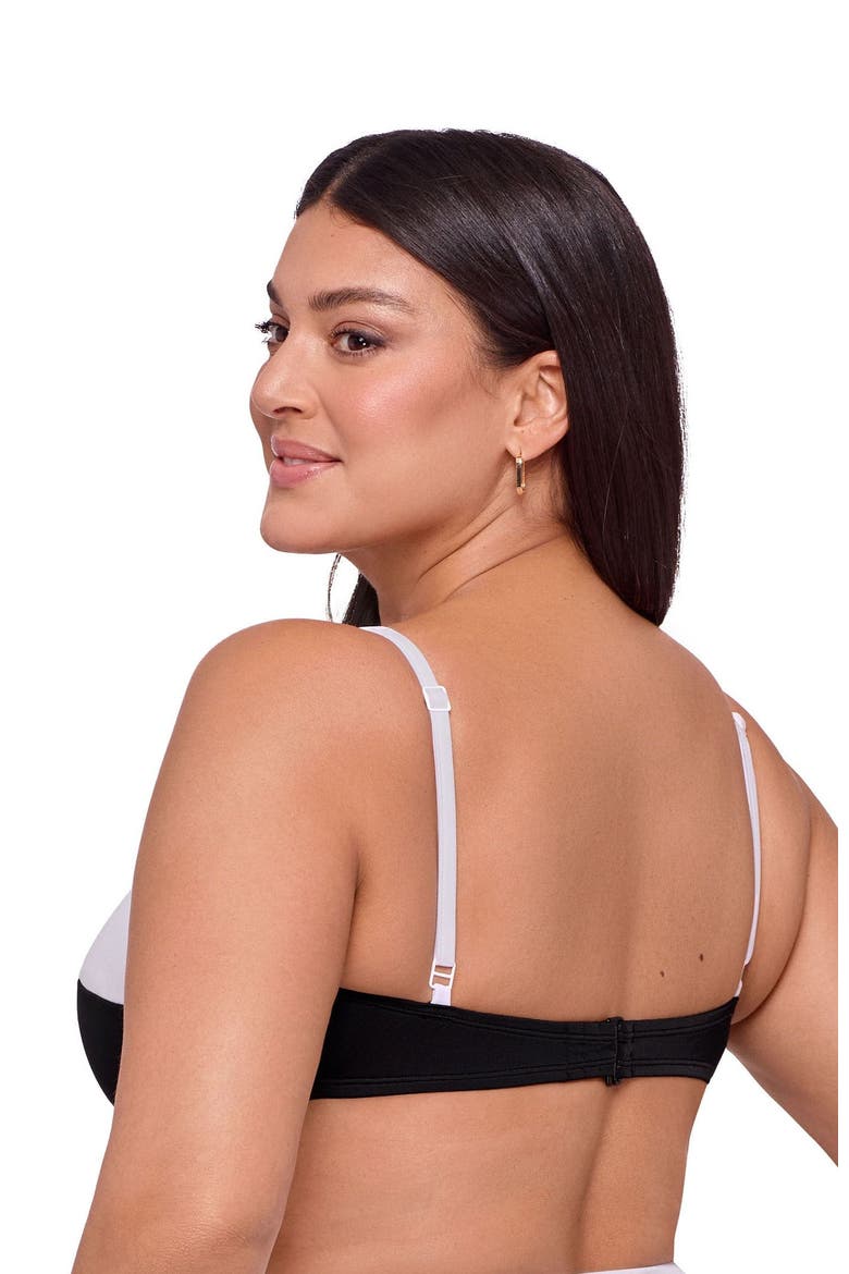 Supportive and Sculpting Tall Underwire Bikini Swimsuit Top, Alternate, color, Onyx Black Colorblock