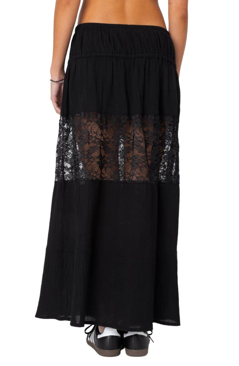 EDIKTED Double Tie Lace Panel Maxi Skirt, Alternate, color, 