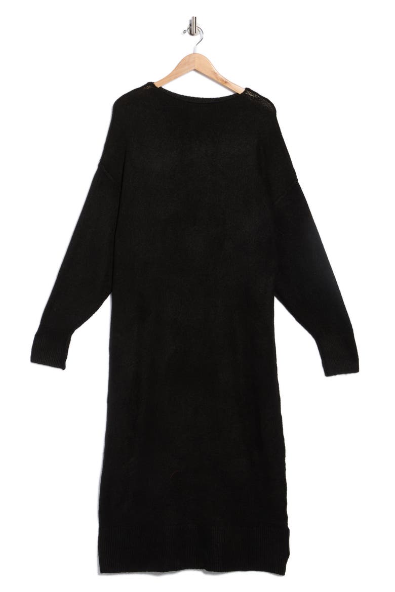 Tribeca Long Sleeve Midi Sweater Dress, Alternate, color, BLACK