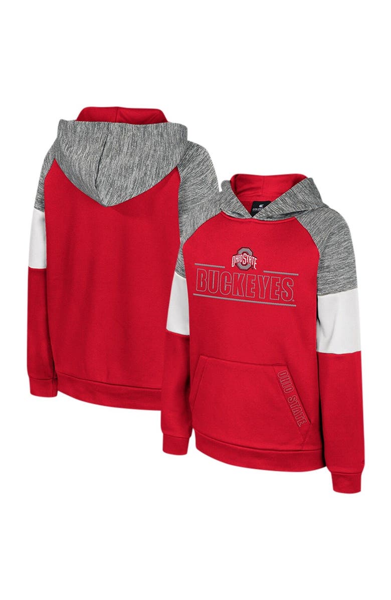 COLOSSEUM Youth Colosseum Scarlet Ohio State Buckeyes Live Hardcore Raglan Pullover Hoodie, Main, color, 