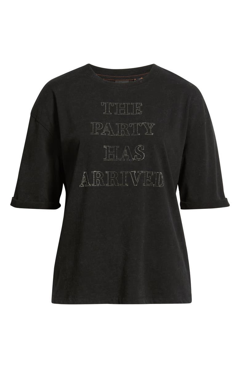 BOSS Orange Evi Rhinestone Embellished Cotton Graphic T-Shirt, Alternate, color, Black