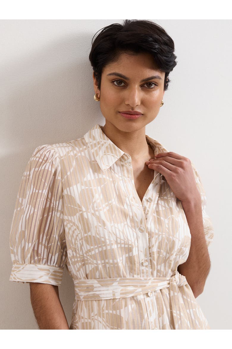 Delphine Belted Midi Shirt Dress, Alternate, color, Stone