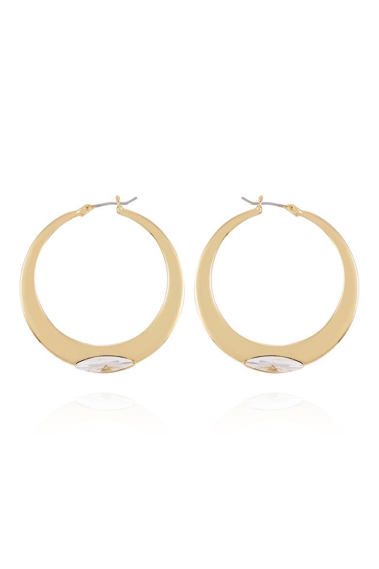 Crystal Inlay Hoop Earrings, Alternate, color, GOLD TONE