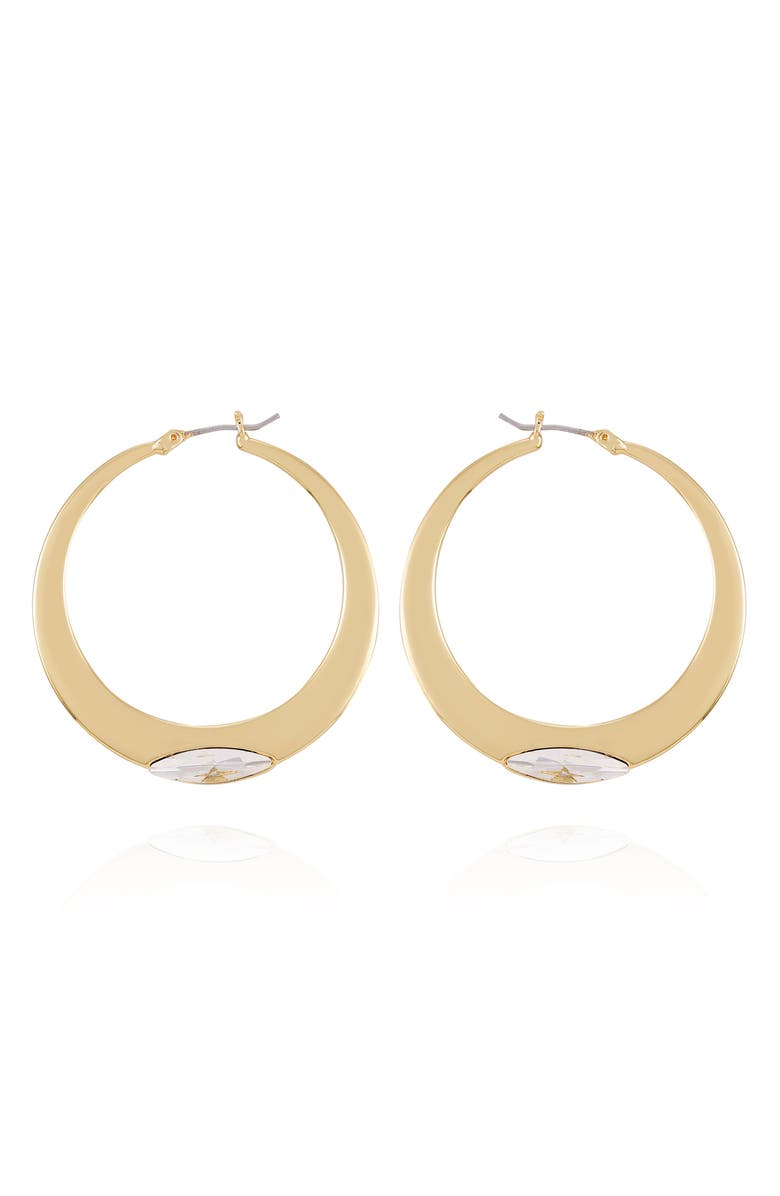 Vince Camuto Crystal Inlay Hoop Earrings, Alternate, color, Gold Tone
