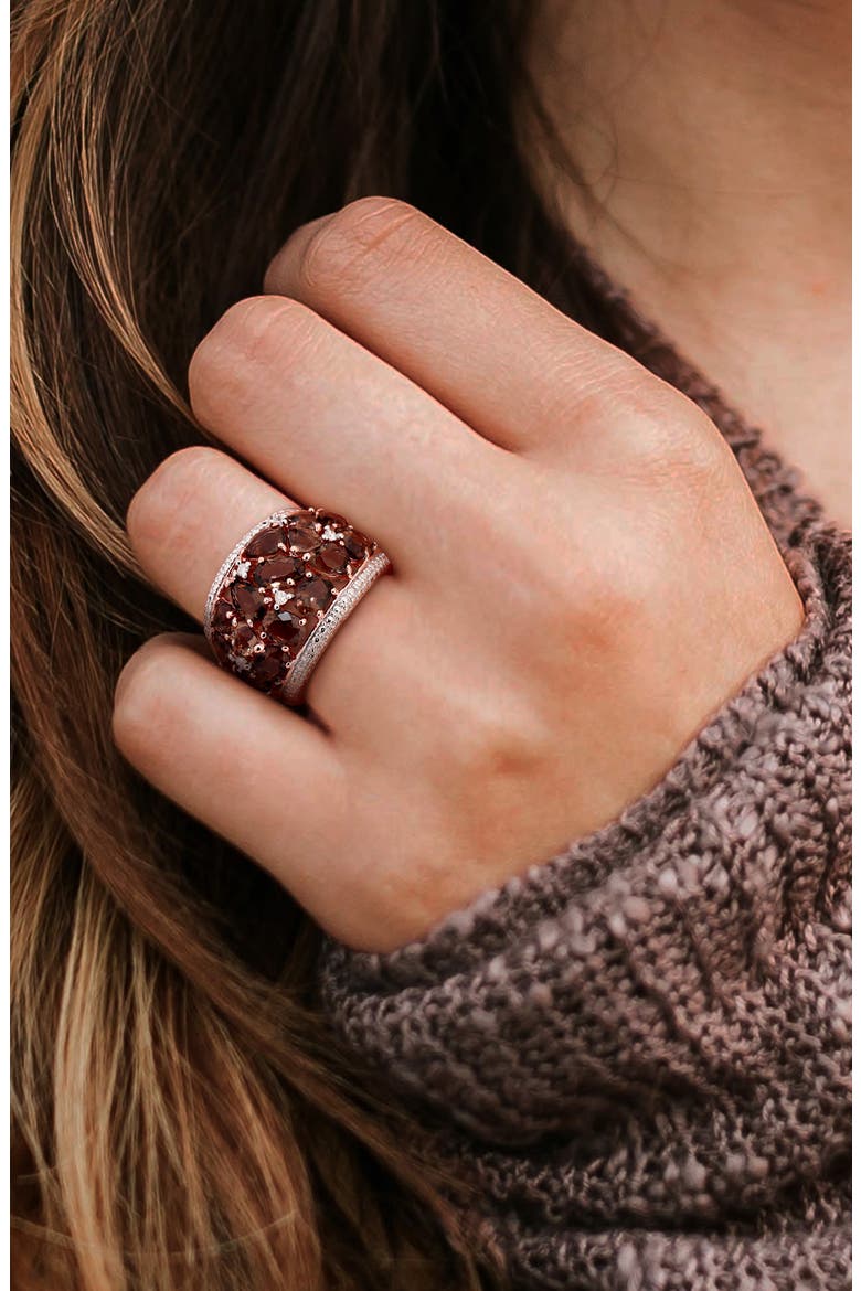 Rose Gold Plated Smoky Quartz Statement Ring, Alternate, color, BROWN