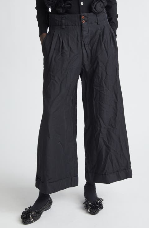 Crinkled Twill Wide Leg Pants
