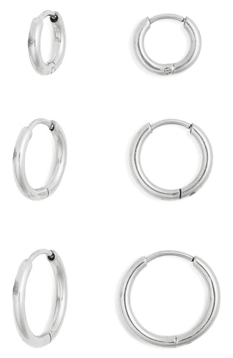 Set of 3 Waterproof Huggie Hoop Earrings
