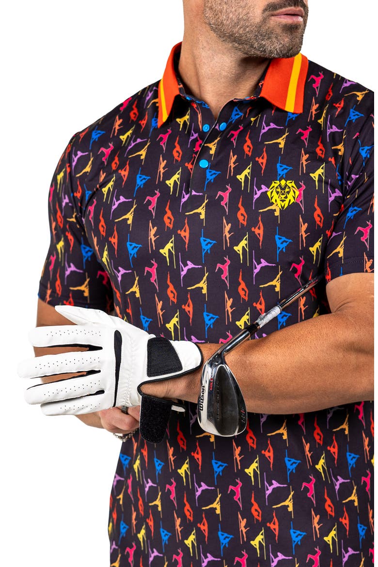 Martyr Print Golf Polo, Alternate, color, BLACK