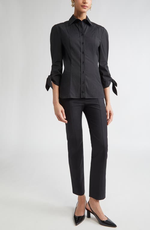 Carolina Herrera Tie Cuff Cotton Blend Button-up Shirt