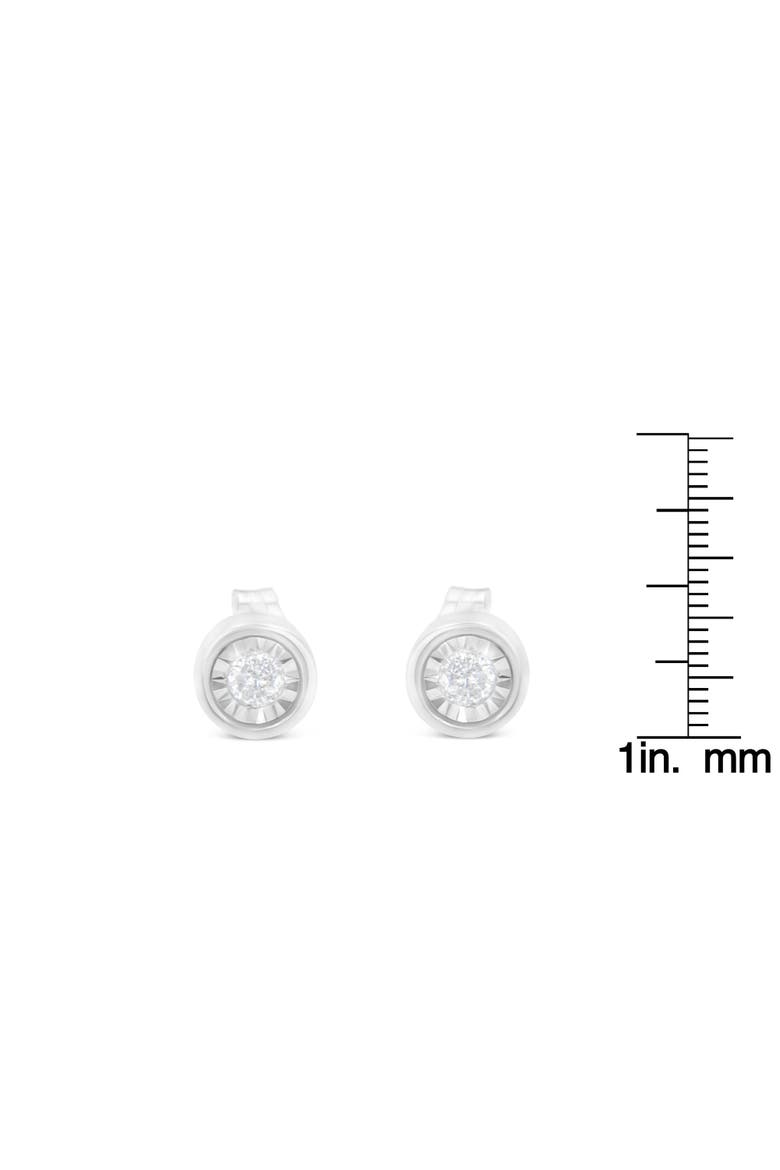 Silver 1/5 Ct Near Colorless Diamond Miracle- Bezel Barrel Style Stud Earrings, Alternate, color, White