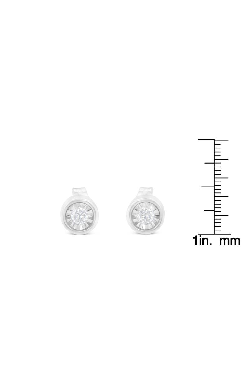 Haus of Brilliance Silver 1/5 Ct Near Colorless Diamond Miracle- Bezel Barrel Style Stud Earrings, Alternate, color, White