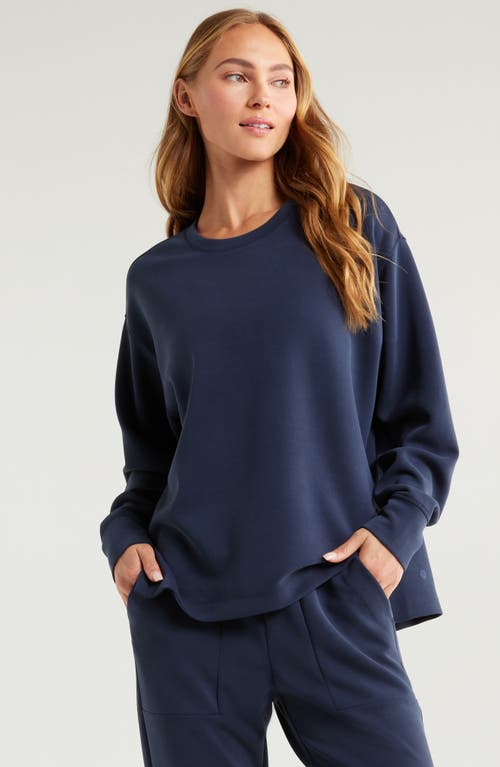 Zella Cozy Scuba Fleece Tunic In Navy Sapphire
