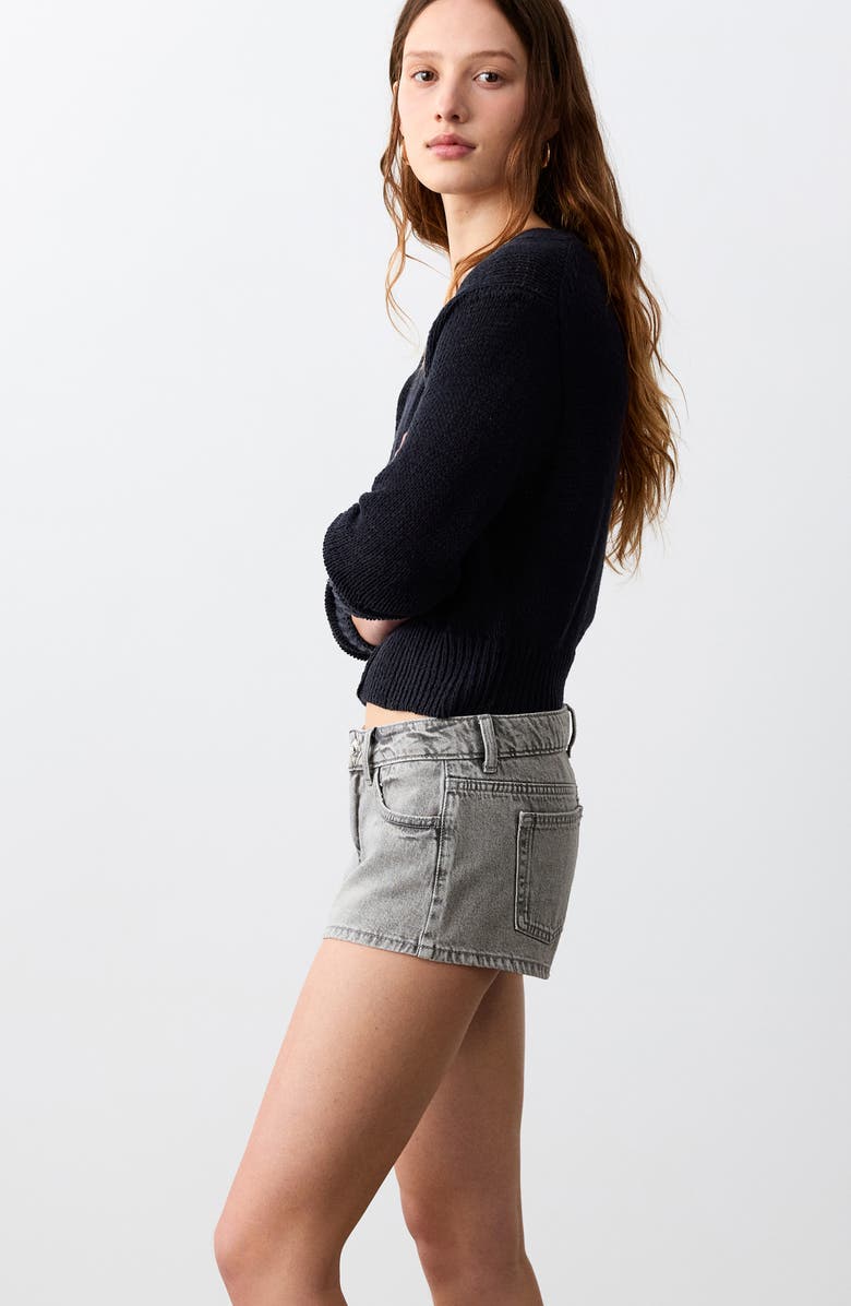 MANGO TEEN Micro Fit Low Rise Denim Shorts, Alternate, color, Denim Grey
