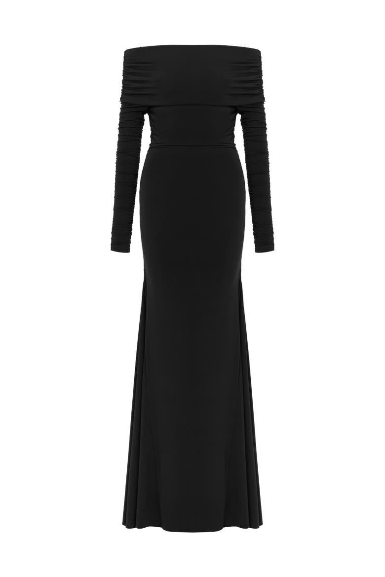 Off-The-Shoulder Maxi Dress, Alternate, color, Black