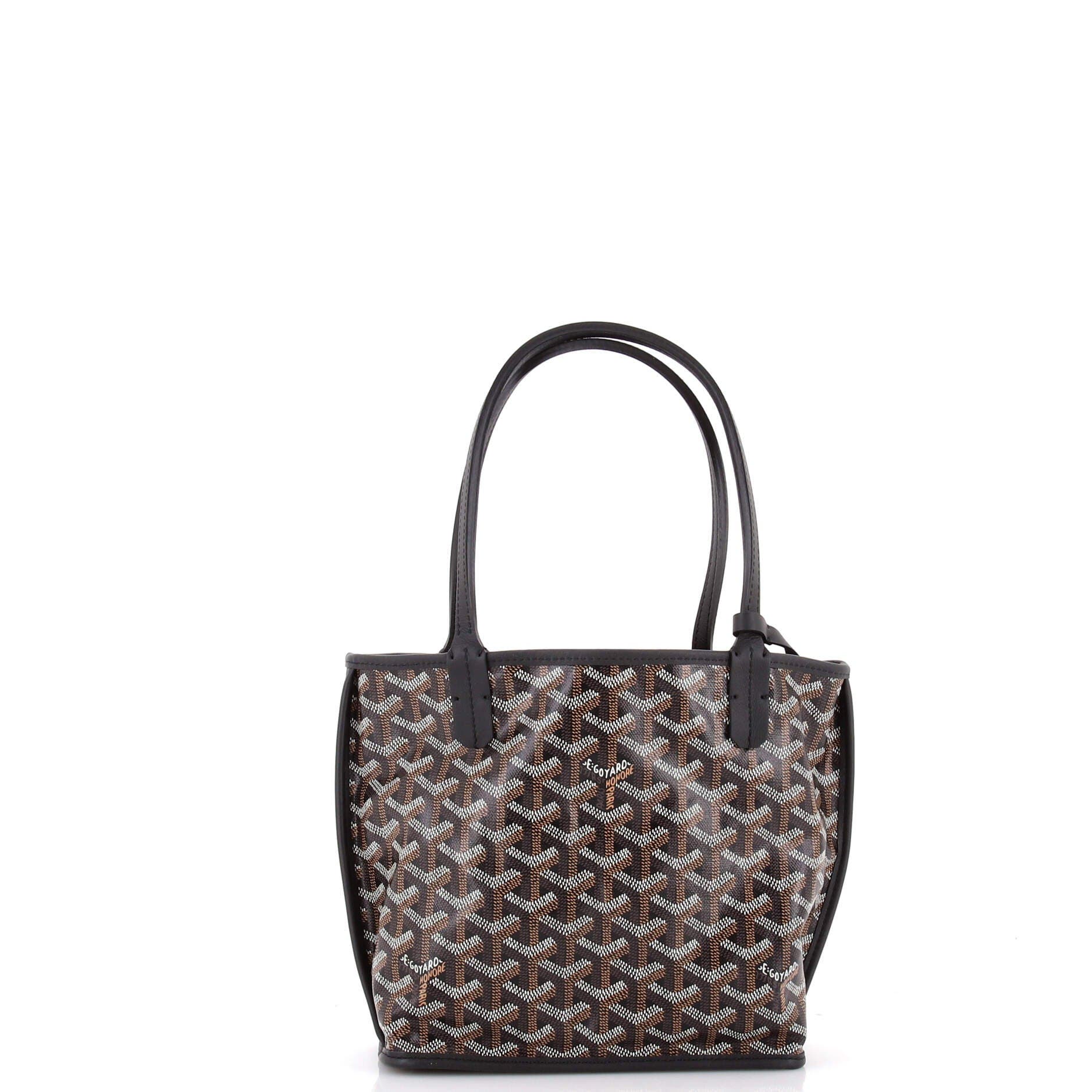 Pre-Owned Goyard Anjou Reversible Tote Coated Canvas Mini, Alternate, color, Black