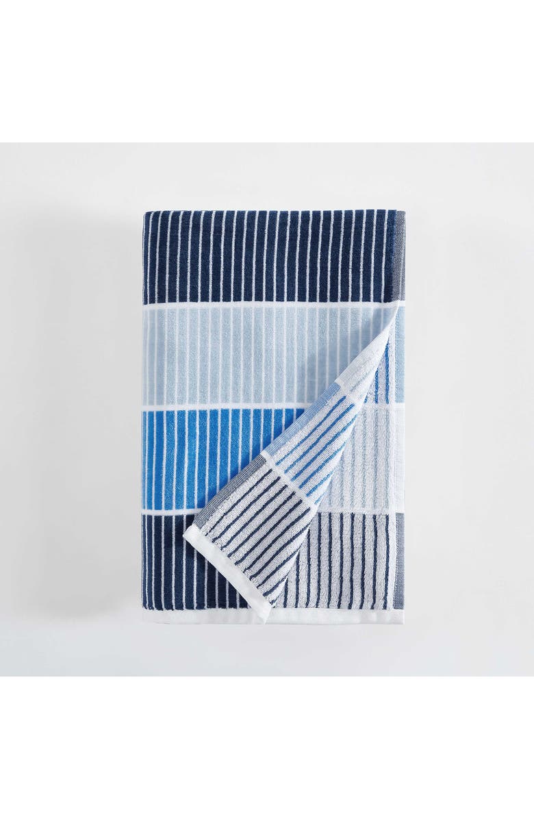 Calvin Klein Blocked Yarn Dye 2-Piece Beach Towel Set, Alternate, color, Indigo/ Marine Blue/ Blue Bell
