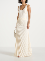 Manière De Voir Fiona Satin Fan Pleat Maxi Skirt