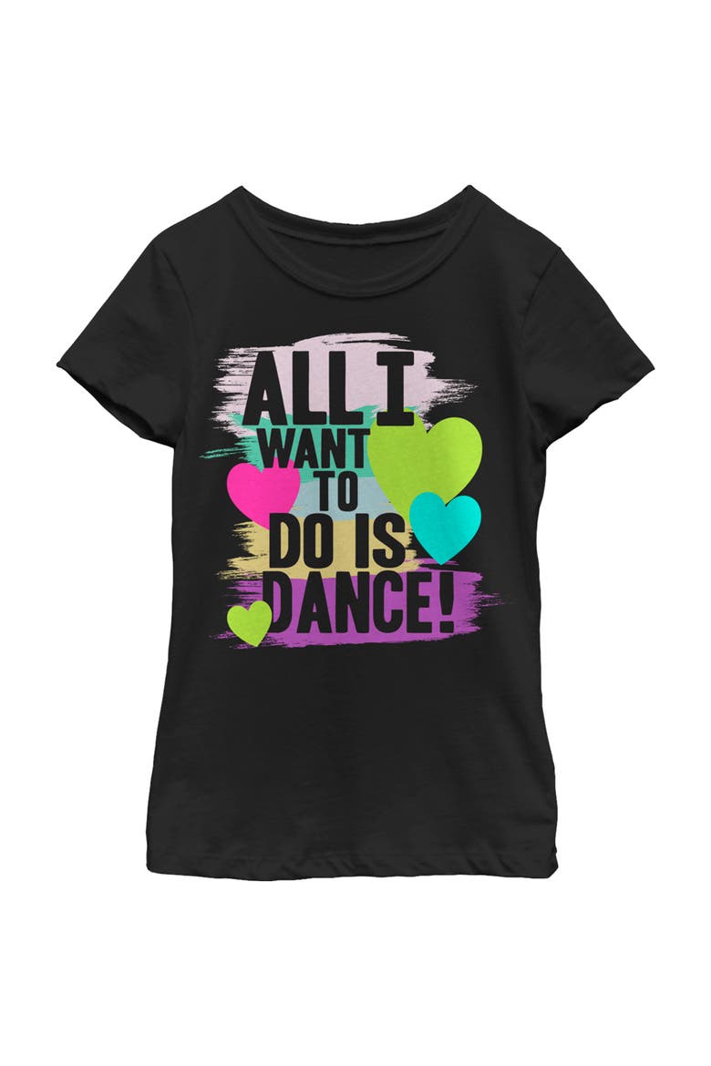 Girls' All I Want to Do is Dance Graphic Tee, Main, color, Black