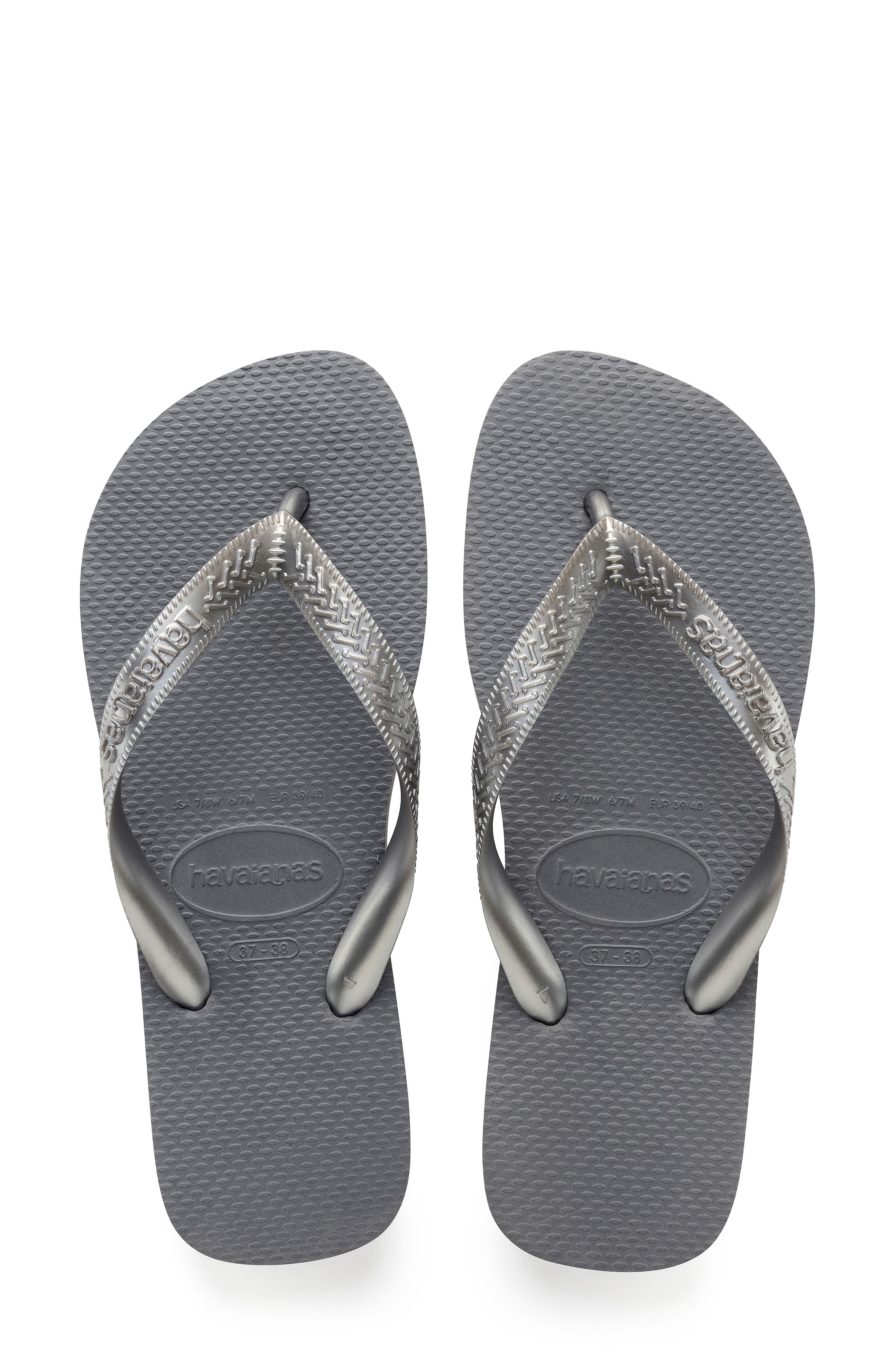 Havaianas Kids' Top Tiras Flip Flop, Main, color, Steel Grey