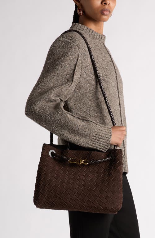 Bottega Veneta Medium Andiamo Intrecciato Suede Shoulder Bag In Pink