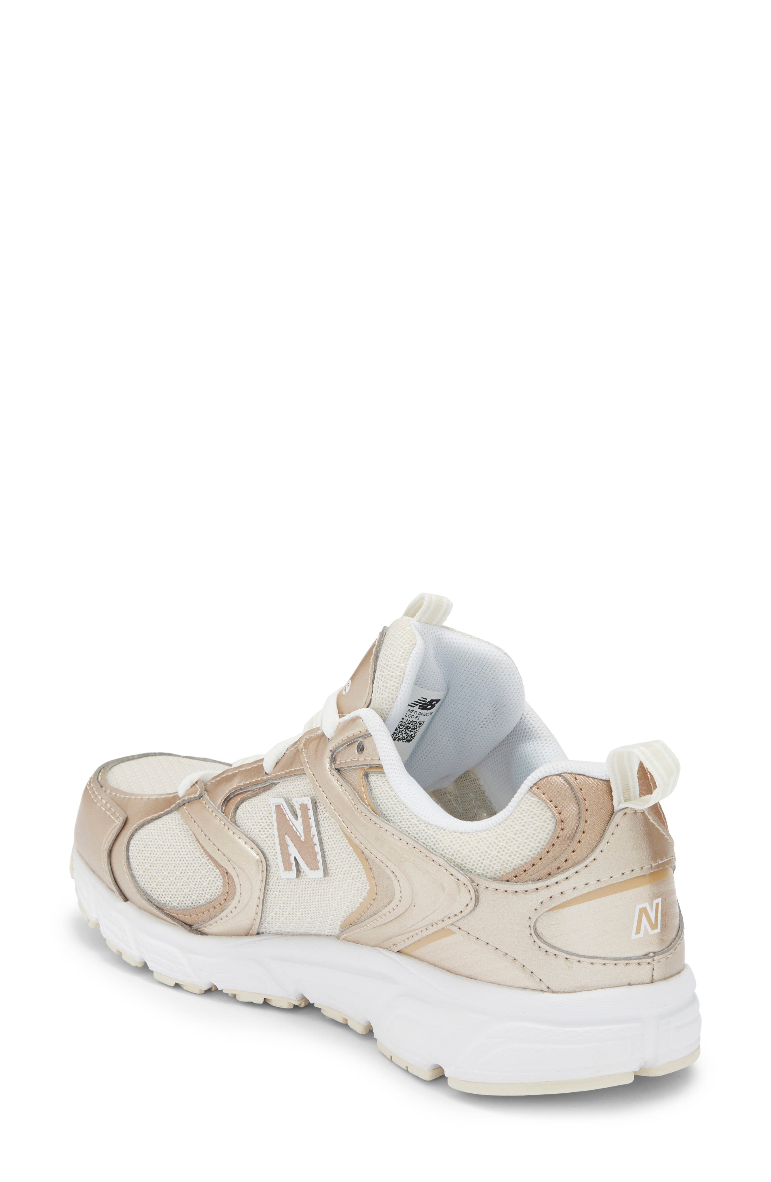 408 Running Shoe, Alternate, color, LINEN/ LIGHT GOLD METALLIC