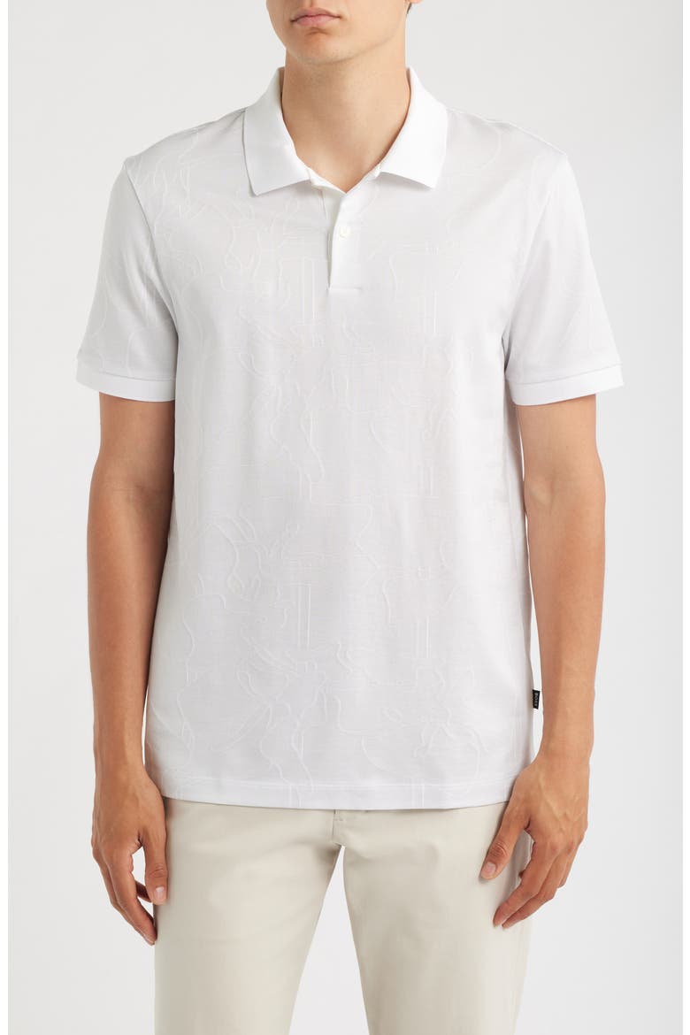 Parlay Floral Jacquard Cotton Polo, Main, color, WHITE