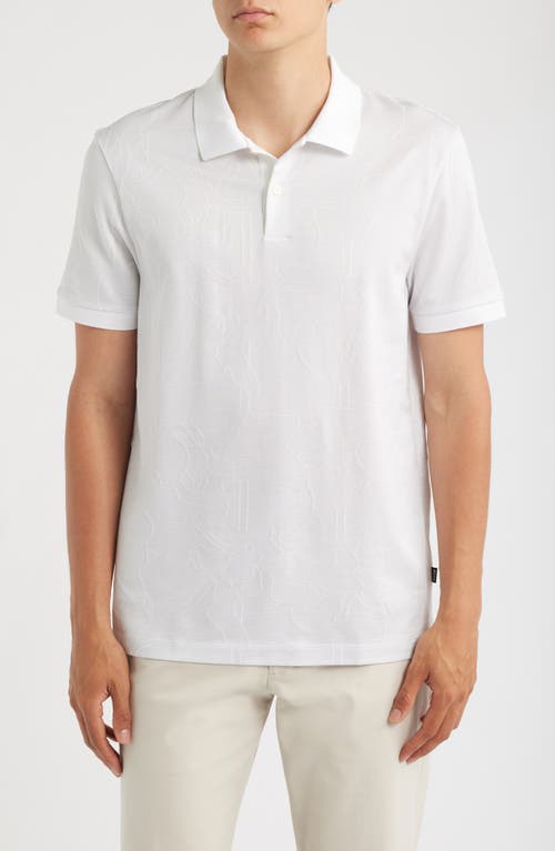 Hugo Boss Boss Parlay Floral Jacquard Cotton Polo In White
