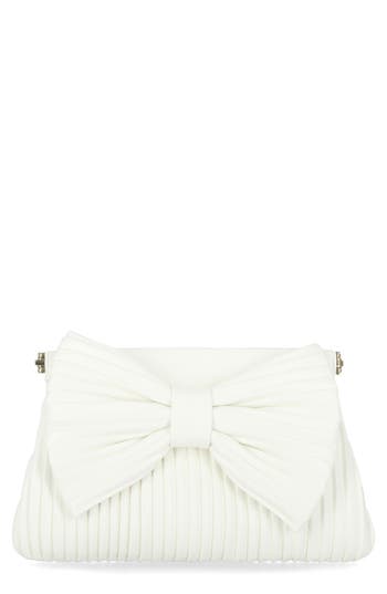 Jessica Mcclintock Vivienne Pleated Bow Faux Leather Clutch