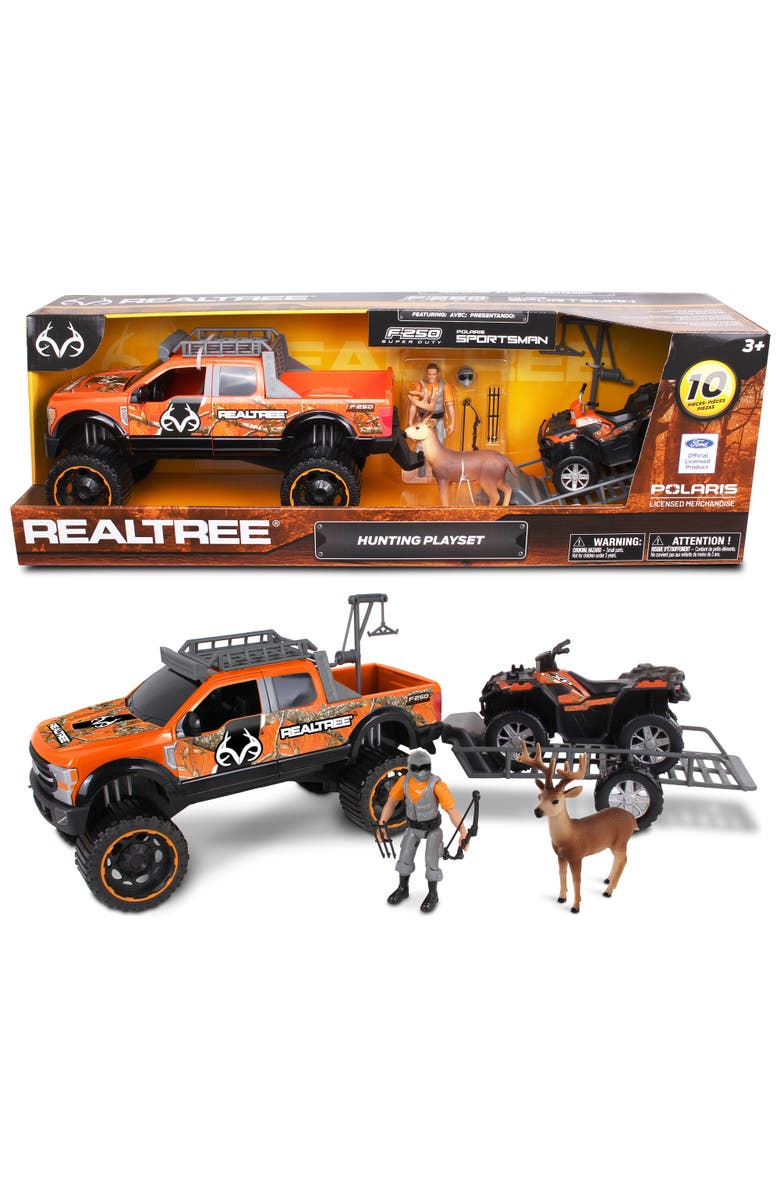 REALTREE 10Pc Hunting Playset Ford F250 W/ Buck 118 Scale, Set W/ Hunter, Alternate, color, 