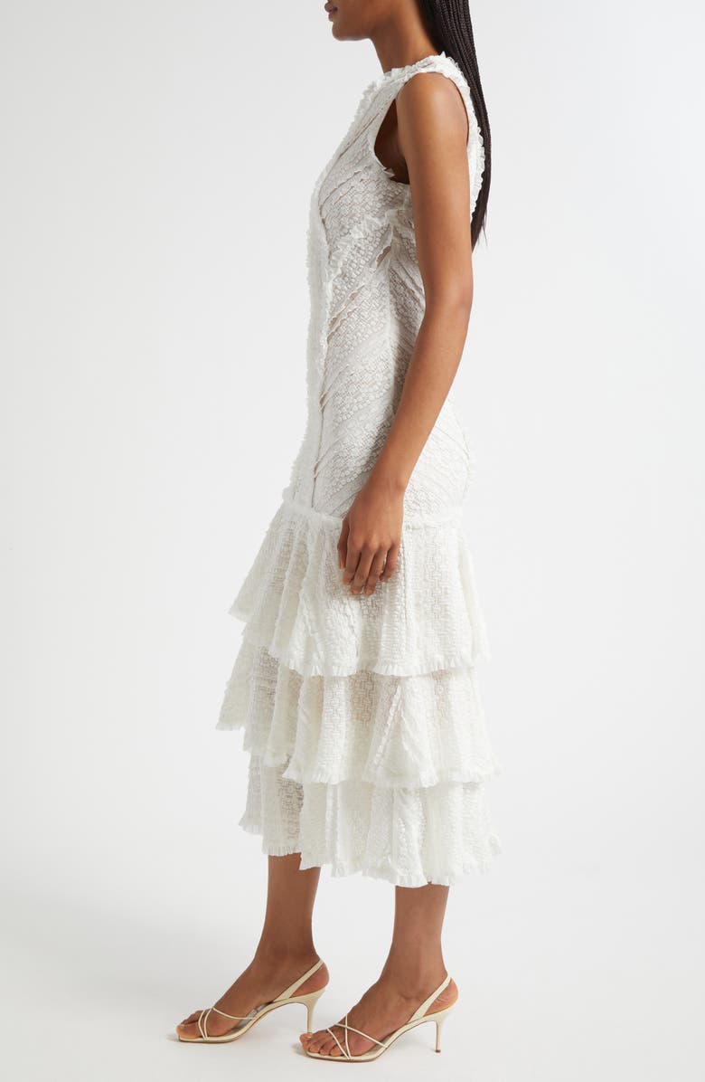 Cinq à Sept Maceio Stretch Lace Tiered Maxi Dress, Alternate, color, Gardenia