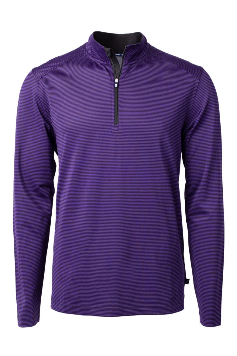 Virtue Micro Stripe Quarter Zip Pullover, Main, color, COLLEGE PURPLE/ BLACK