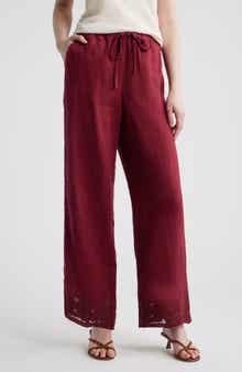 Emmie Embroidered Linen Drawstring Pants