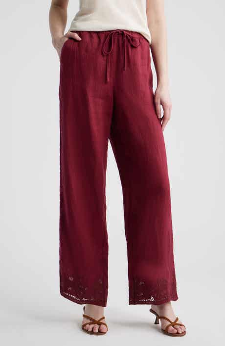 Emmie Embroidered Linen Drawstring Pants