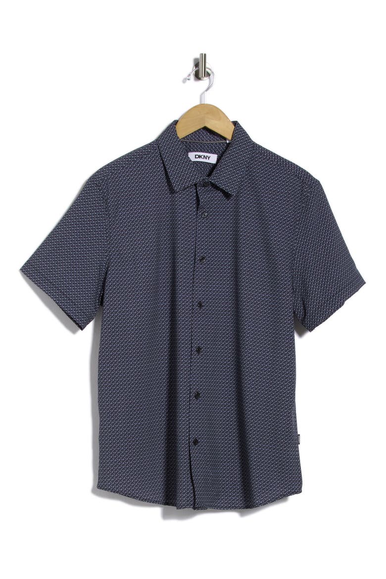 Declan Short Sleeve Button-Up Shirt, Alternate, color, BLACK
