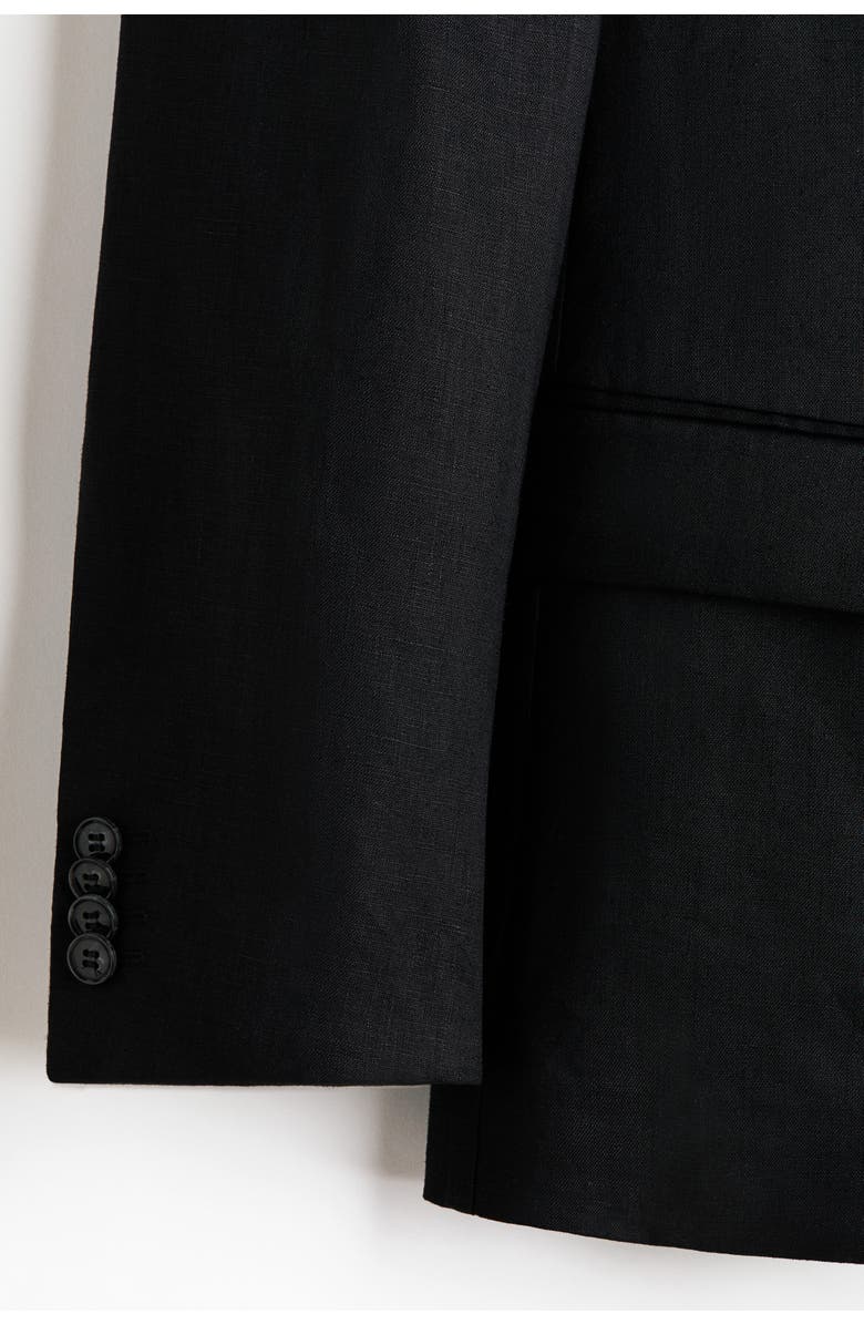 H&M Slim Fit Linen Jacket, Alternate, color, Black