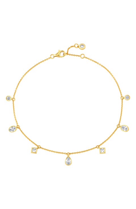 Multicut Cubic Zirconia Charm Anklet