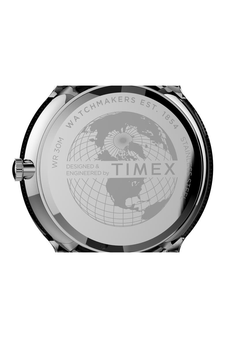 Norway Leather Strap Watch, 40mm, Alternate, color, BLACK/ WHITE/ SILVER