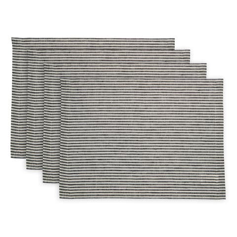 Linen Placemats Set of 4, 14 x 19" - Narrow Stripe