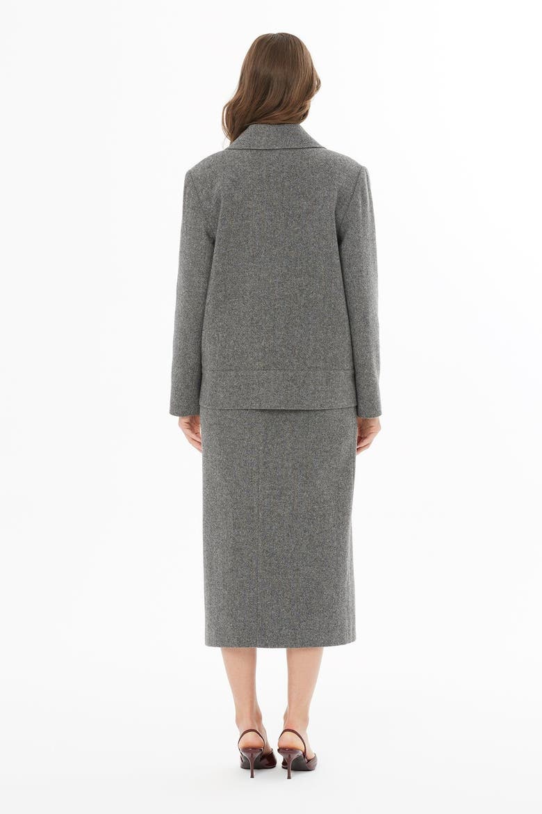 Front Button Wool-Blend Cropped Tailored Jacket, Alternate, color, Grey