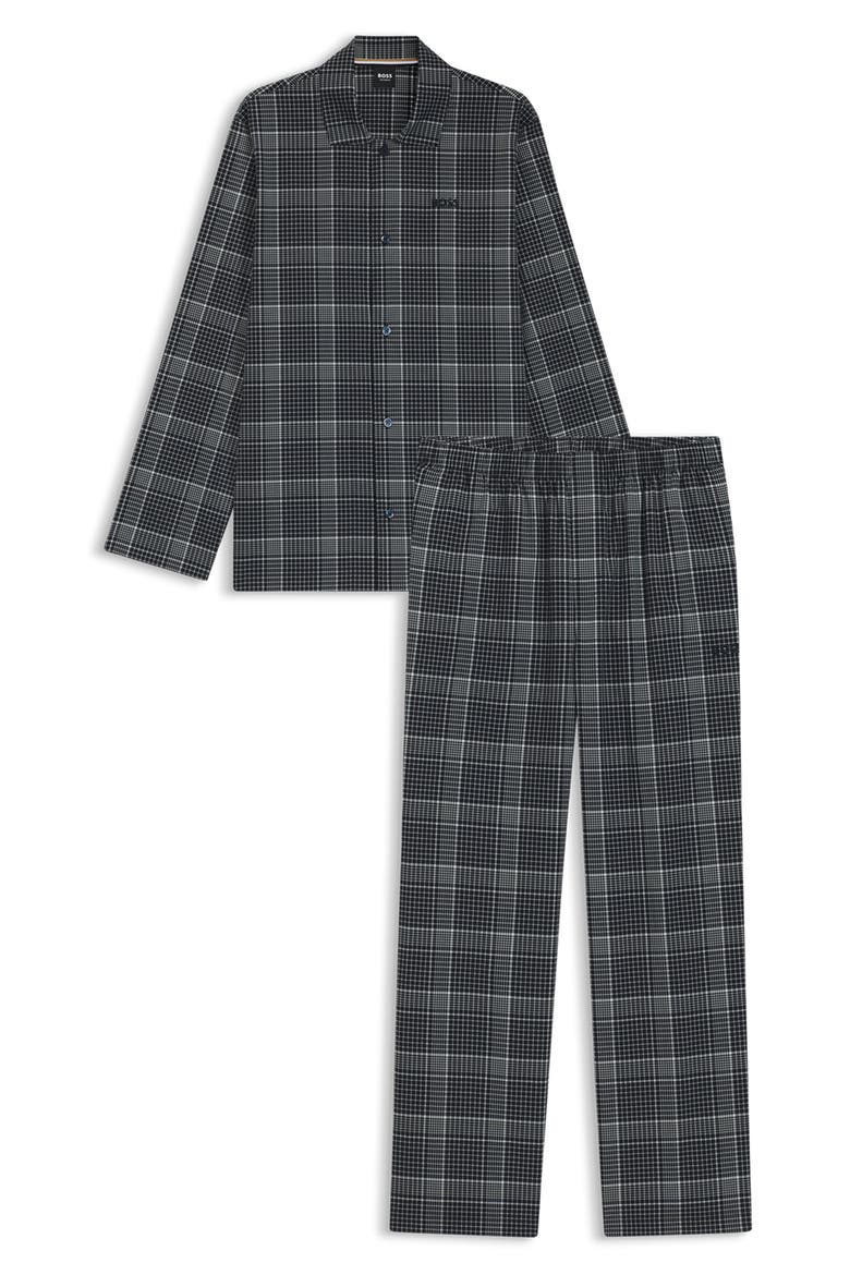 Chris Plaid Flannel Pajama Set, Alternate, color, DARK BLUE