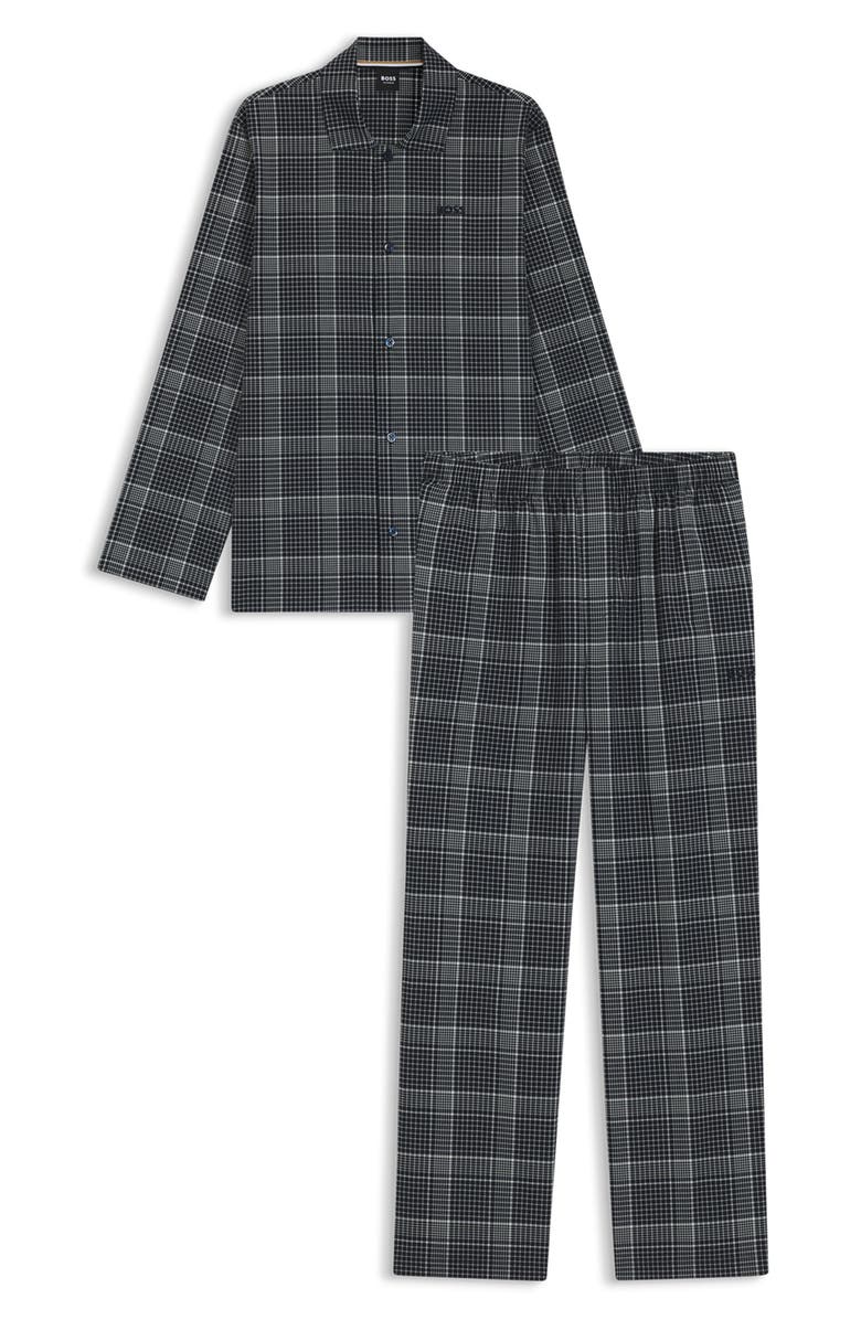 BOSS Chris Plaid Flannel Pajama Set, Alternate, color, Dark Blue